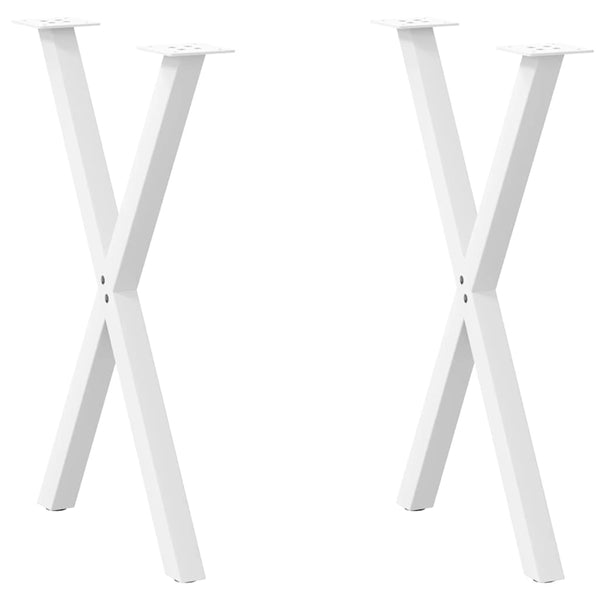 Ruokapöydän jalat X-muotoiset 2 kpl valkoinen 50x(72-73) cm teräs