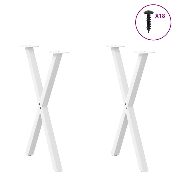 Ruokapöydän jalat X-muotoiset 2 kpl valkoinen 50x(72-73) cm teräs