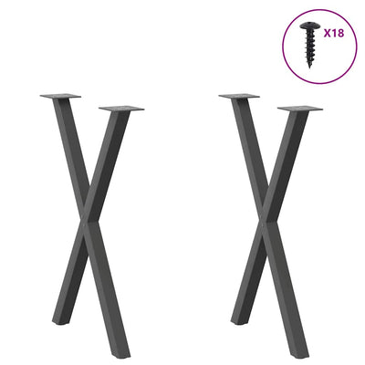 Ruokapöydän jalat X-muotoiset 2 kpl Antrasiitti 50x(72-73) cm