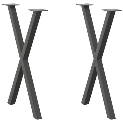 Ruokapöydän jalat X-muotoiset 2 kpl Antrasiitti 60x(72-73) cm
