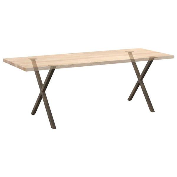 Ruokapöydän jalat X-muotoiset 2 kpl Luonnonvärinen teräs 80x(72-73) cm Teräs