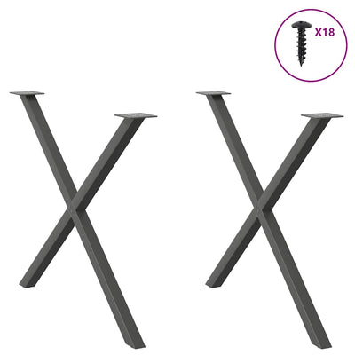 Ruokapöydän jalat X-muotoiset 2 kpl Antrasiitti 90x(72-73) cm