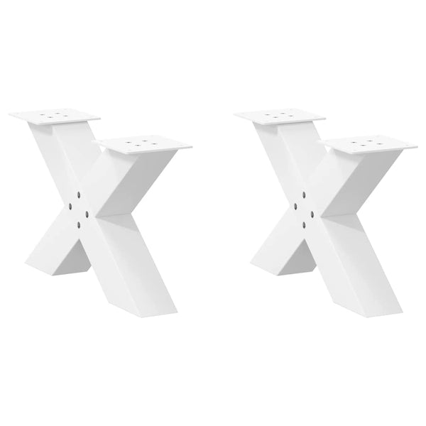 Sohvapöydän jalat X-muotoiset 2 kpl valkoinen 50x(30-31) cm teräs