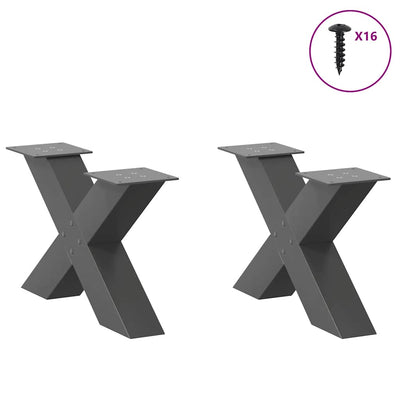 Sohvapöydän jalat X-muotoiset 2 kpl Antrasiitti 50x(30-31) cm