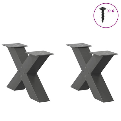 Sohvapöydän jalat X-muotoiset 2 kpl Antrasiitti 60x(30-31) cm