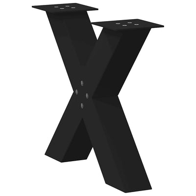 Sohvapöydän jalat X-muotoiset 2 kpl Musta 50x(42-43) cm Teräs