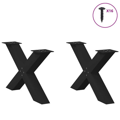 Sohvapöydän jalat X-muotoiset 2 kpl Musta 70x(42-43) cm Teräs