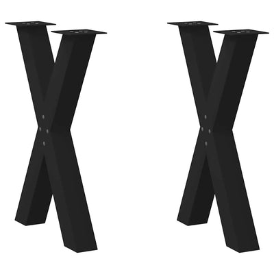 Ruokapöydän jalat X-muotoiset 2 kpl Musta 60x(72-73) cm Teräs