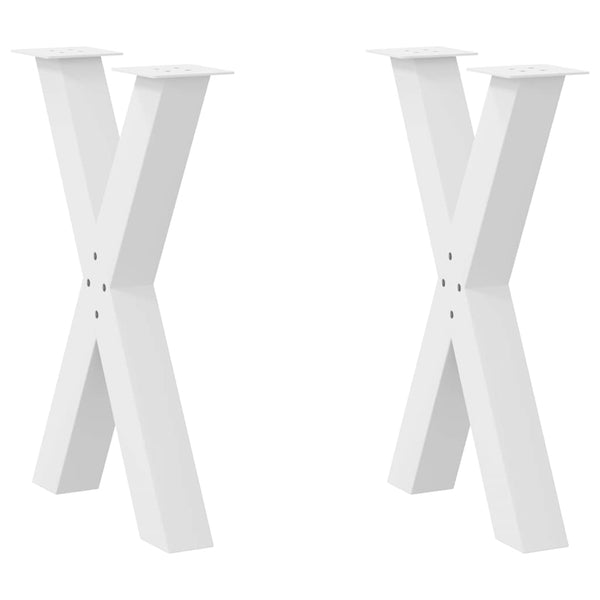 Ruokapöydän jalat X-muotoiset 2 kpl valkoinen 60x(72-73) cm teräs
