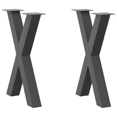 Ruokapöydän jalat X-muotoiset 2 kpl Antrasiitti 60x(72-73) cm