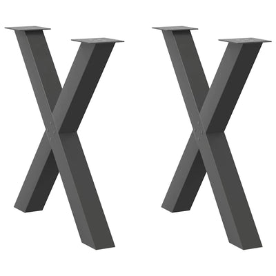 Ruokapöydän jalat X-muotoiset 2 kpl Antrasiitti 70x(72-73) cm