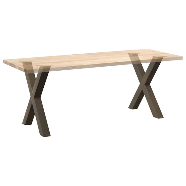 Ruokapöydän jalat X-muotoiset 2 kpl Luonnonvärinen teräs 80x(72-73) cm Teräs
