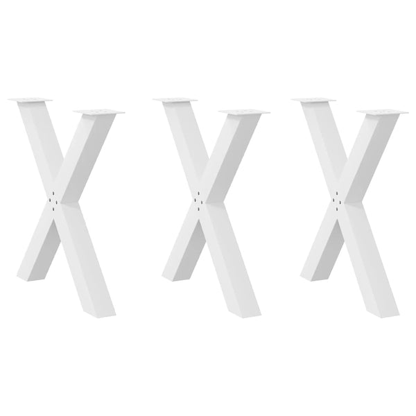 Ruokapöydän jalat X-muotoiset 3 kpl valkoinen 70x(72-73) cm teräs