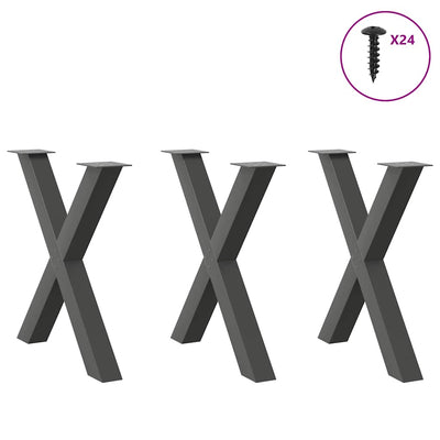 Ruokapöydän jalat X-muotoiset 3 kpl antrasiitti 80x(72-73) cm