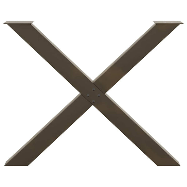 Ruokapöydän jalat X-muotoiset 3 kpl Luonnonvärinen teräs 90x(72-73) cm Teräs
