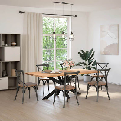 ruokapöydän jalka hämähäkin muoto musta 150x78x(72-73) cm teräs
