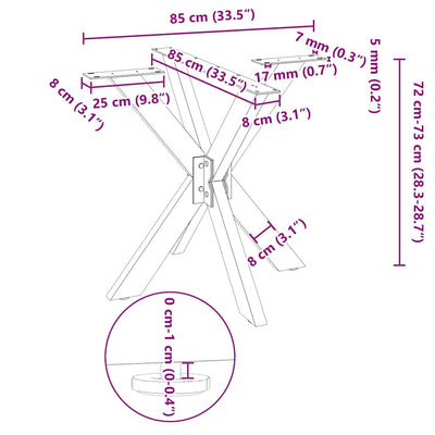Antrasiitti ruokapöydän jalka Iosephina 85x85x(72-73)cm (hämähäkin muoto)