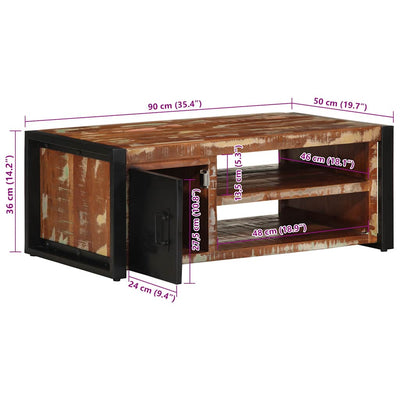 Monivärinen sohvapöytä Ierimia 90x50x36cm (massiivipuu kierrätetty)