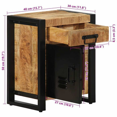 Yöpöytäkaappi Zsuzan 40x30x50cm (massiivipuuta mango)