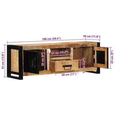 TV-kaappi 100x30x35 cm Massiivipuuta mango