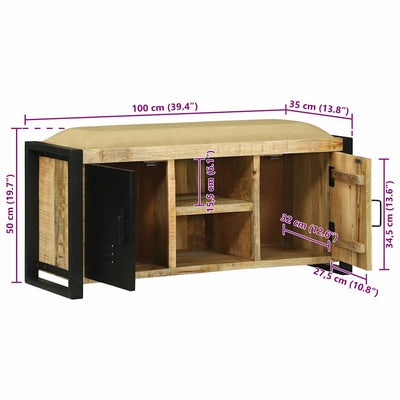 Penkki kaappi Ruskea 100 x 35 x 50 cm Täysi Mangopuu