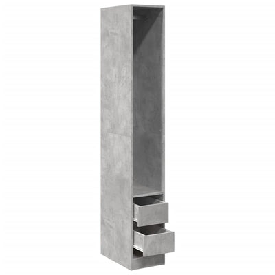 Betoninharmaa vaatekaappi Onal 30x50x200cm (lastulevy)