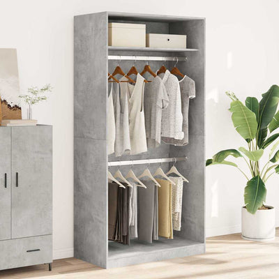 Betoninharmaa vaatekaappi Onal 100x50x200cm (lastulevy)