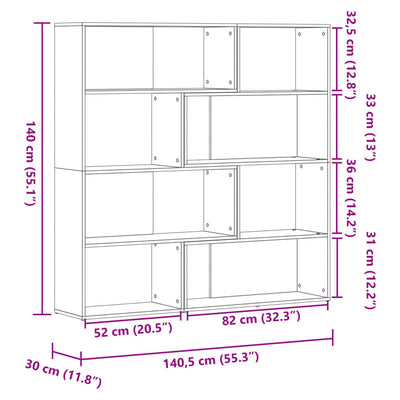 Kulmakirjahylly 4 tasoa Sonoma-tammi 85x85x140 cm tekninen puu