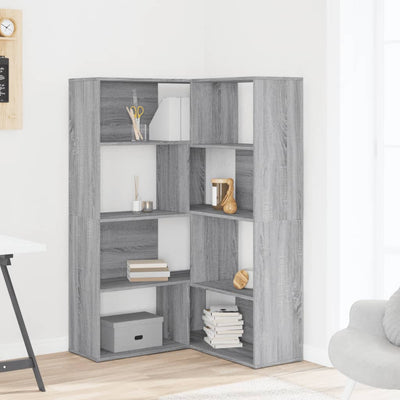 Kulmakirjahylly 4 tasoa harmaa Sonoma 85x85x140 cm tekninen puu