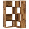 Kulmakirjahylly 4 tasoa vanha puu 85x85x140 cm tekninen puu