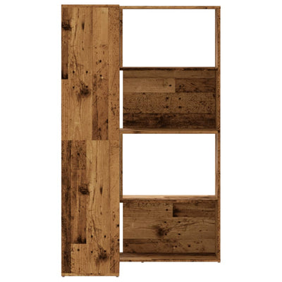 Kulmakirjahylly 4 tasoa vanha puu 85x85x140 cm tekninen puu