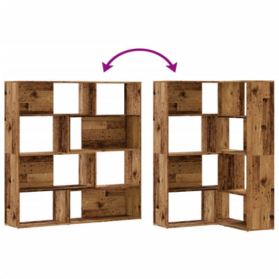 Vanha puu kulmakirjahylly Lavanda 85x85x140cm (4 tasoa, puinen)