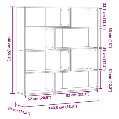Kulmakirjahylly 4 tasoa vanha puu 85x85x140 cm tekninen puu