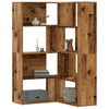 Kulmakirjahylly 4 tasoa vanha puu 85x85x140 cm tekninen puu