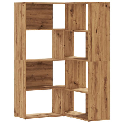 Kulmakirjahylly 4 tasoa artesaanitammi 85x85x140cm tekninen puu