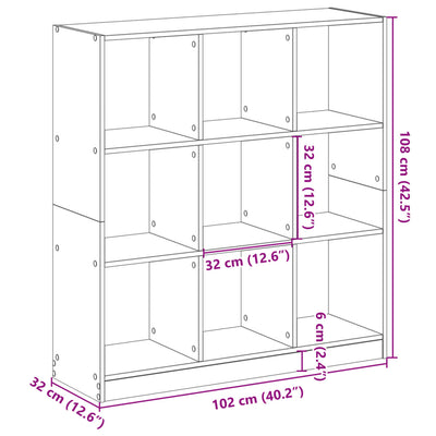 Kirjahylly ruskea tammi 102x32x108 cm tekninen puu