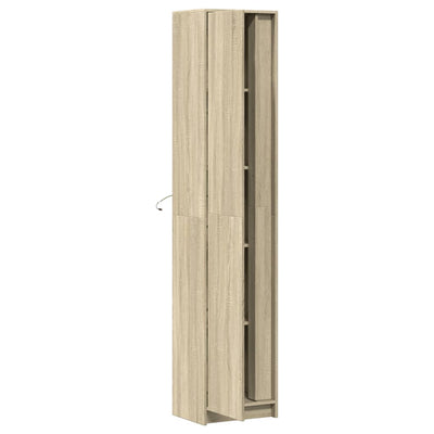 Kaappi LED-valoilla Sonoma-tammi 41,5x32,5x200 cm tekninen puu