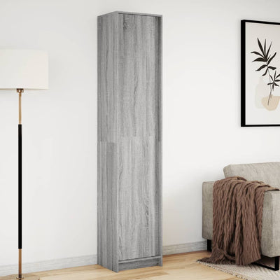 Kaappi LED-valoilla harmaa Sonoma 41,5x32,5x200 cm tekninen puu