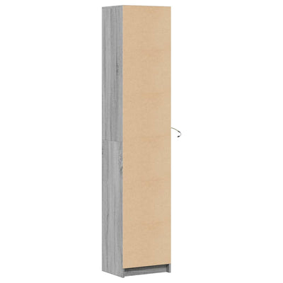 Kaappi LED-valoilla harmaa Sonoma 41,5x32,5x200 cm tekninen puu