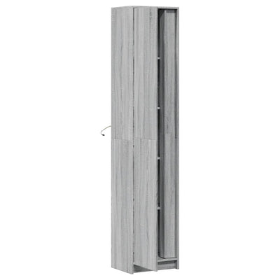 Kaappi LED-valoilla harmaa Sonoma 41,5x32,5x200 cm tekninen puu