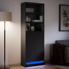Kaappi LED-valoilla musta 69x32,5x200 cm tekninen puu