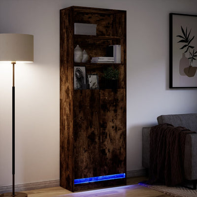 Kaappi LED-valoilla savutammi 69x32,5x200 cm tekninen puu