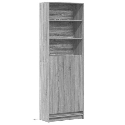 Kaappi LED-valoilla harmaa Sonoma 69x32,5x200 cm tekninen puu