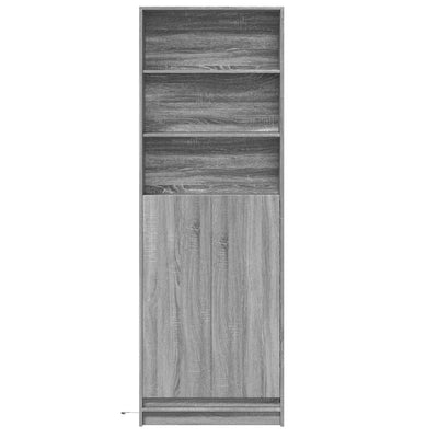 Kaappi LED-valoilla harmaa Sonoma 69x32,5x200 cm tekninen puu