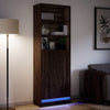 Kaappi LED-valoilla ruskea tammi 69x32,5x200 cm tekninen puu