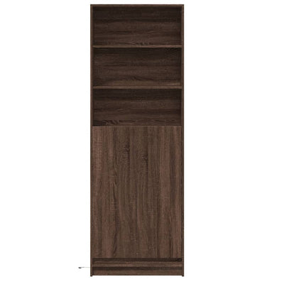 Kaappi LED-valoilla ruskea tammi 69x32,5x200 cm tekninen puu