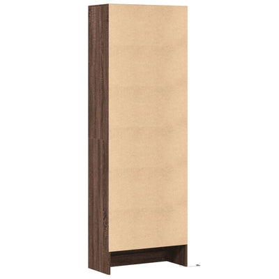 Kaappi LED-valoilla ruskea tammi 69x32,5x200 cm tekninen puu
