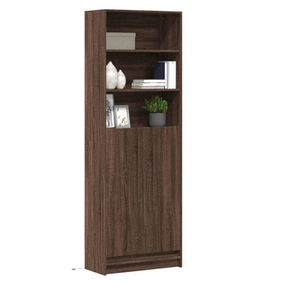 Kaappi LED-valoilla ruskea tammi 69x32,5x200 cm tekninen puu