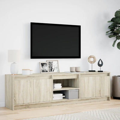 TV-taso LED-valoilla Sonoma-tammi 180x34x50 cm tekninen puu