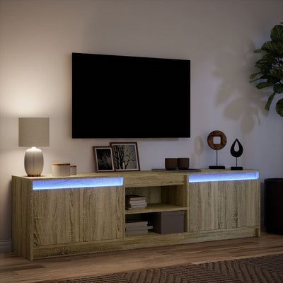 TV-taso LED-valoilla Sonoma-tammi 180x34x50 cm tekninen puu